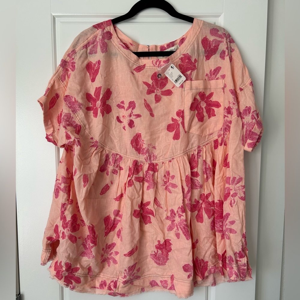 We The Free Pink Floral Top Size S